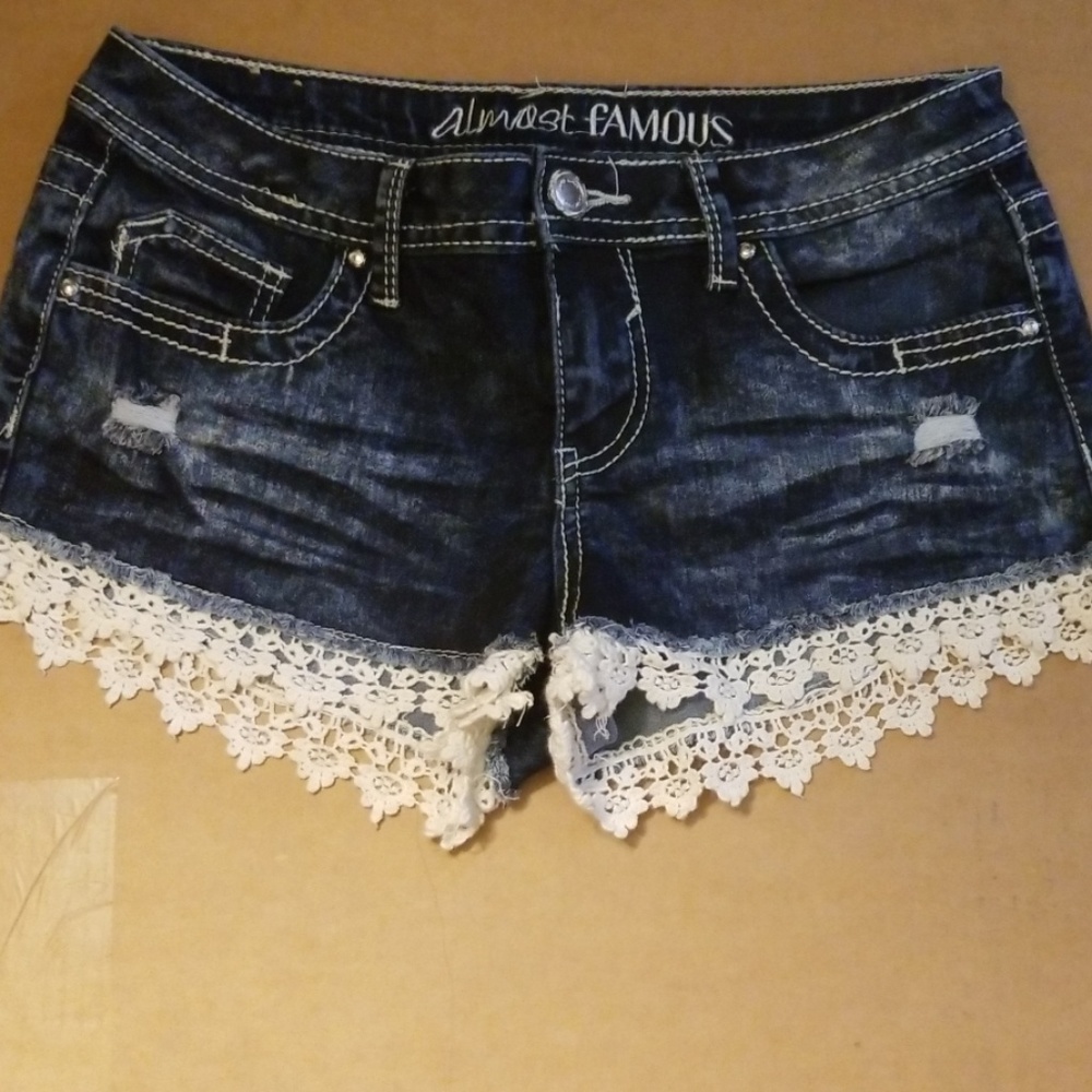 Lace Trim Jean Shorts